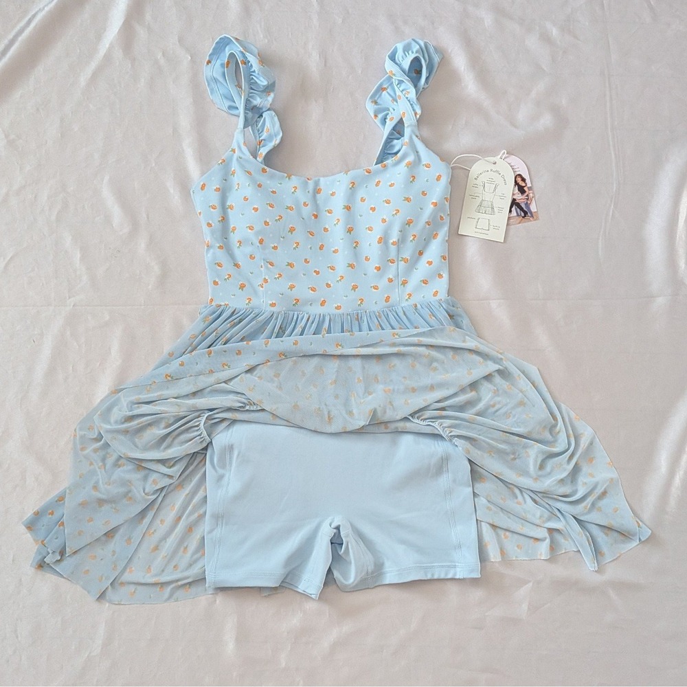 New Blogilates Women's Ballerina Ruffle Dress Blue Citrus Activewear Small (4-6) - Picture 2 of 11